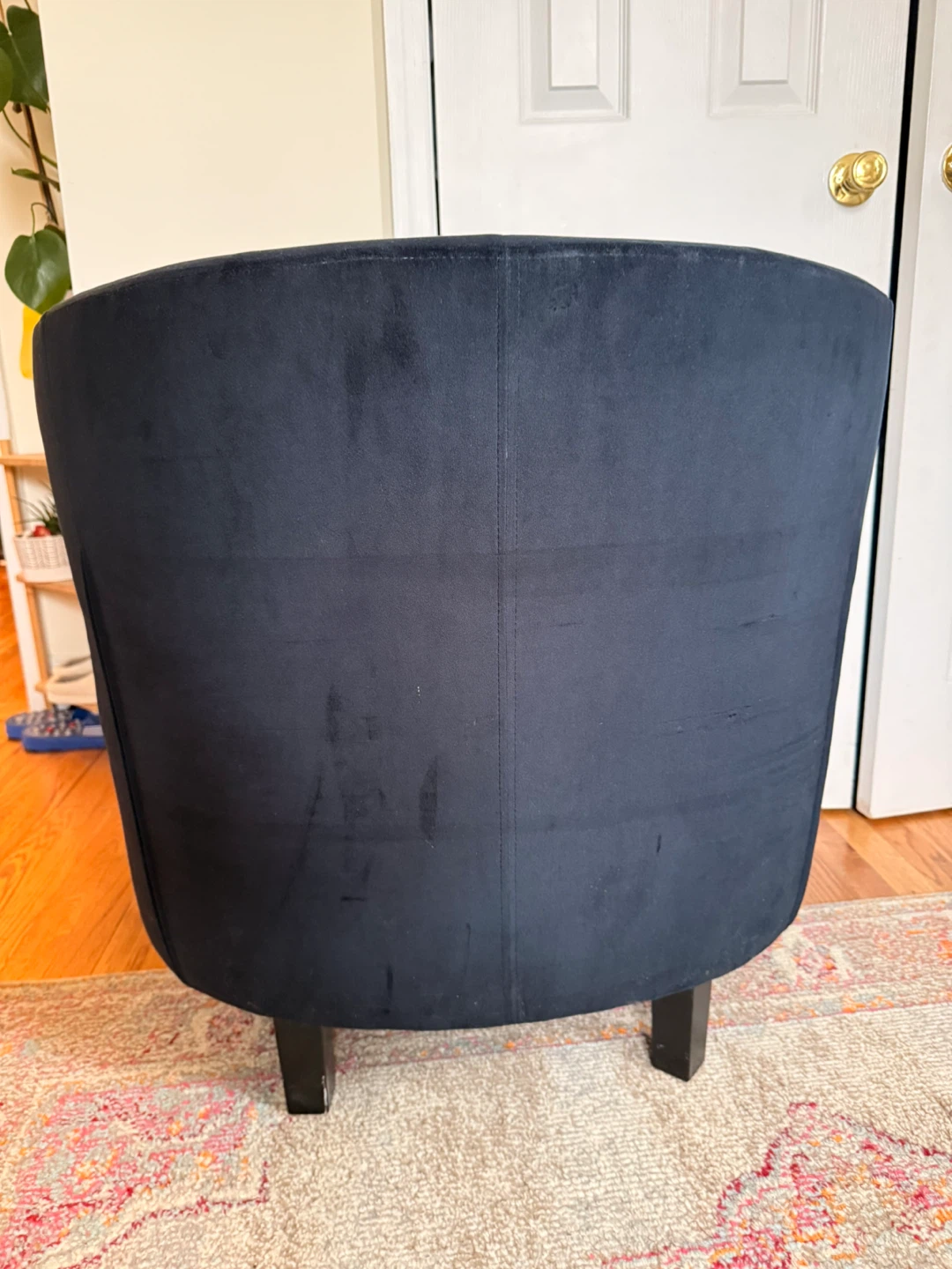 Dark blue/charcoal Velvet Tub Chair (burn mark) - photo 2