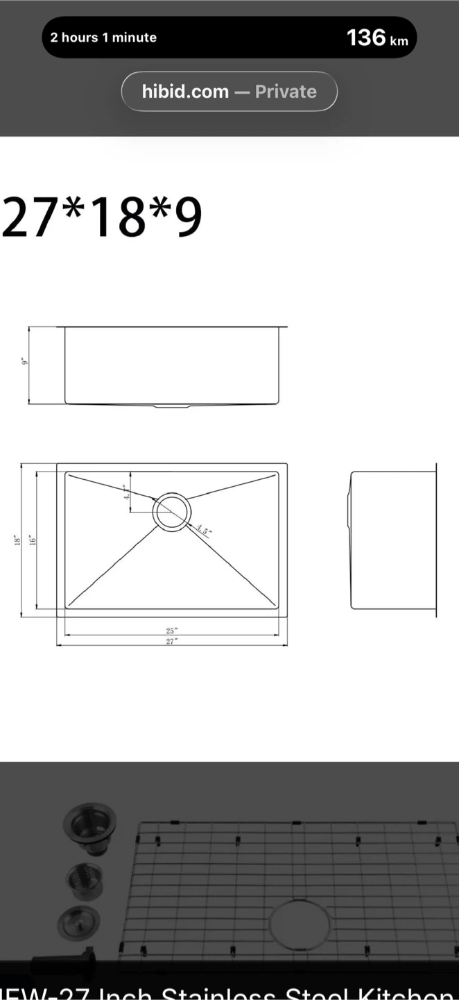 27 Inch Stainless Steel Kitchen Sink - photo 3