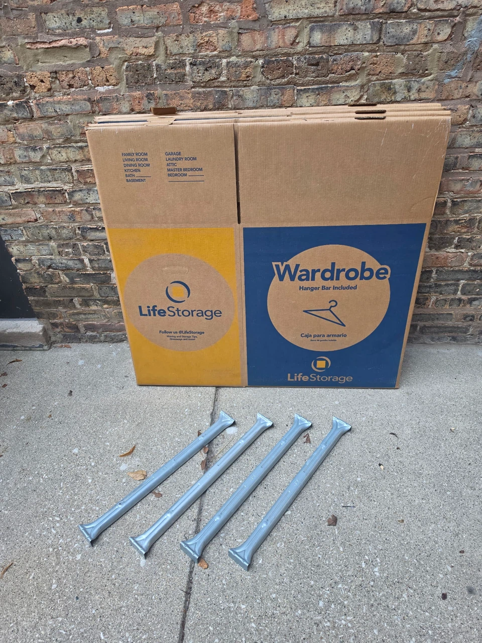 4 LifeStorage Wardrobe Boxes with Hanger Bars