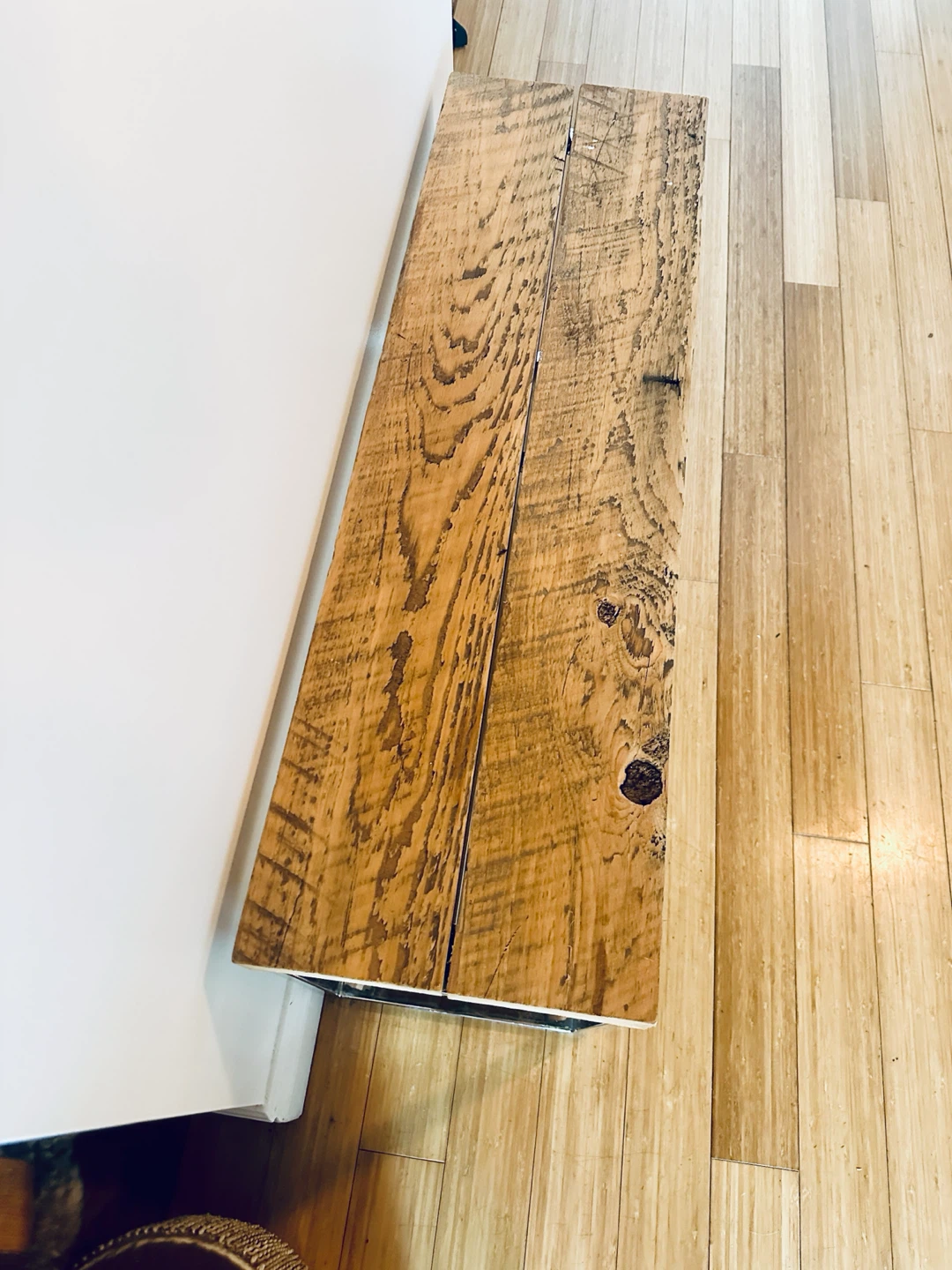 AUTHENTIC VINTAGE RECLAIMED WOOD BENCH SEAT / COFFEE TABLE - photo 4