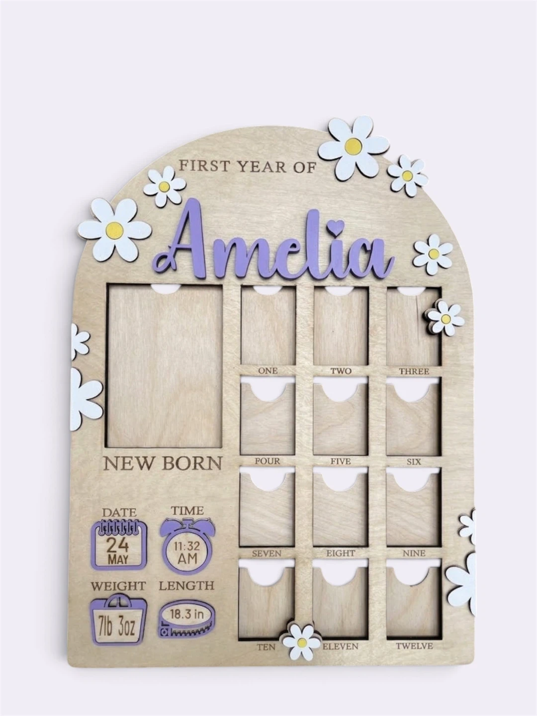 Baby first year photo board - personalized 🌸