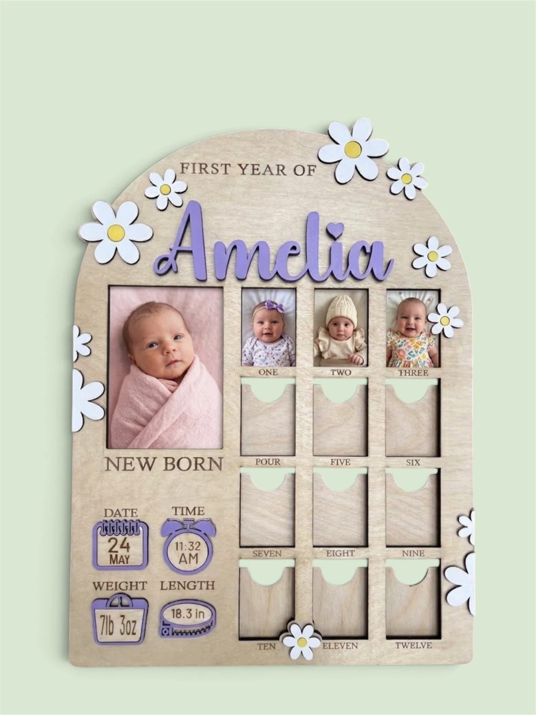 Baby first year photo board - personalized 🌸 - photo 2