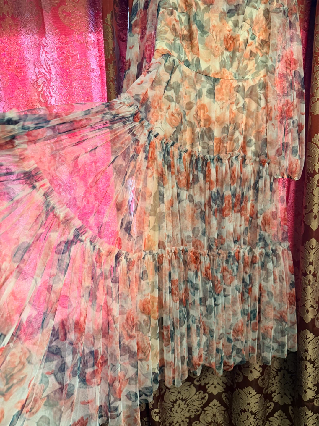 Mac Duggal Floral Print Pleated Dress Size 14 - photo 4