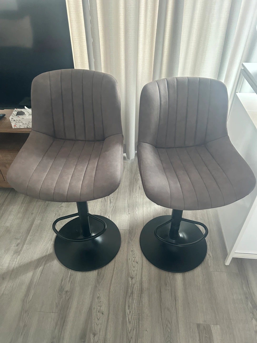 Set of Two Grey Bar Stools