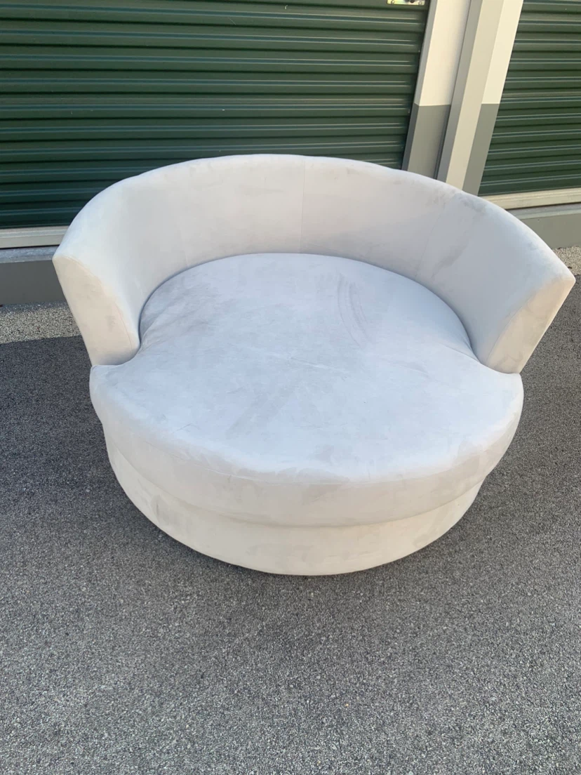 White Round Swivel Accent Chair