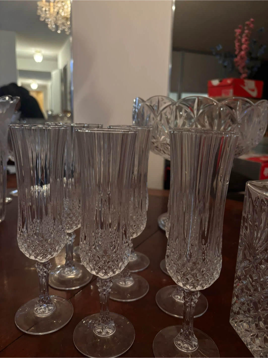 Set of Crystal Champagne Flutes