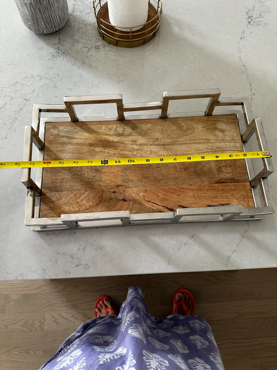 Decorative Tray with Wood and Metal Accents - photo 2