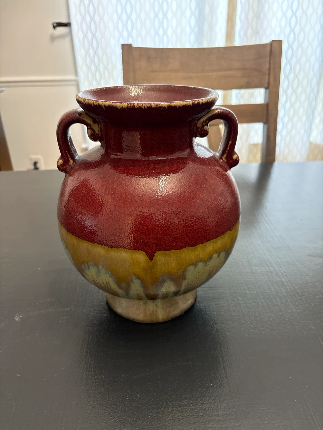 Red and Yellow Glazed Ceramic Vase