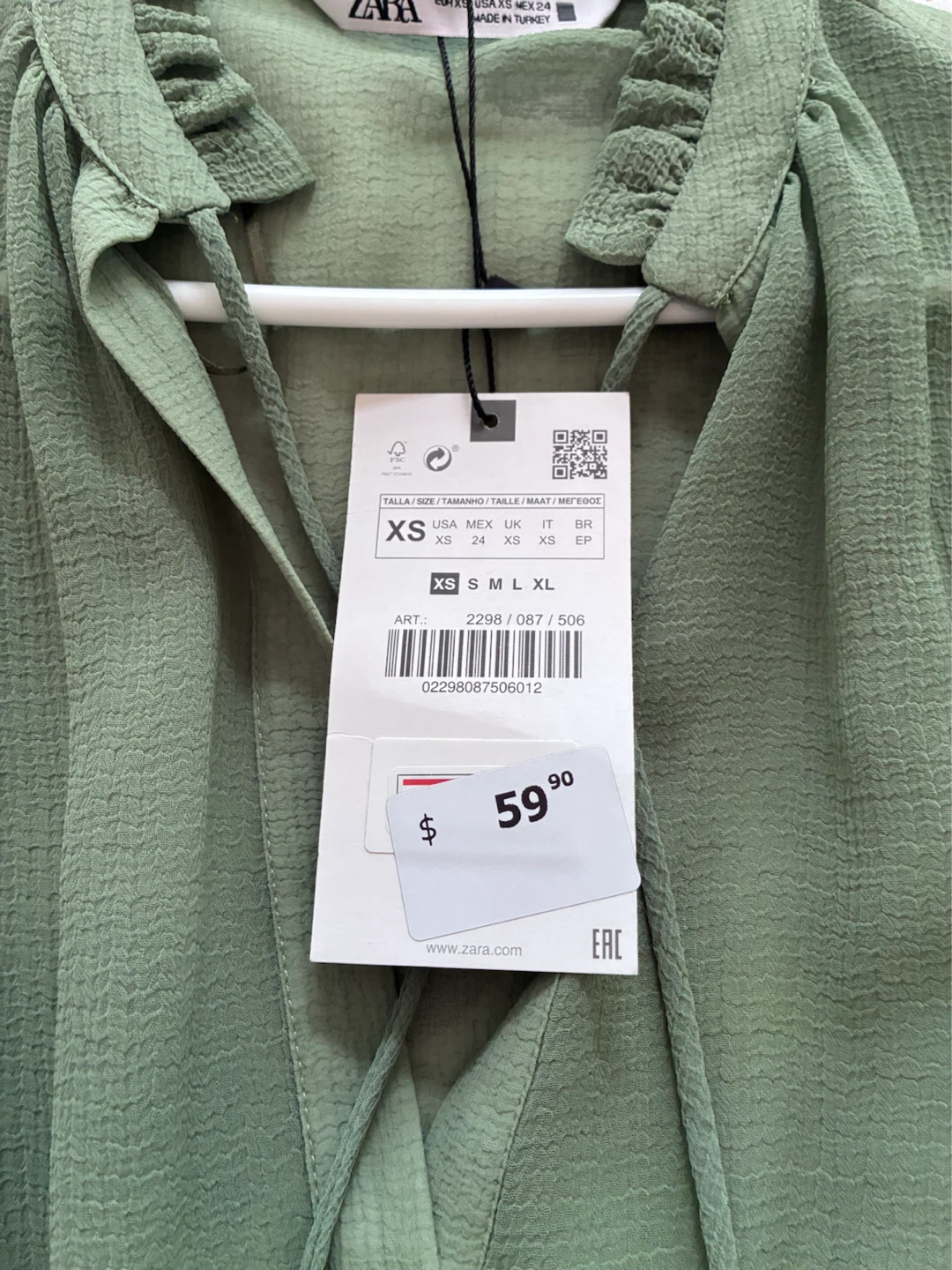 New Zara Green Ruffle Mini Dress - photo 2