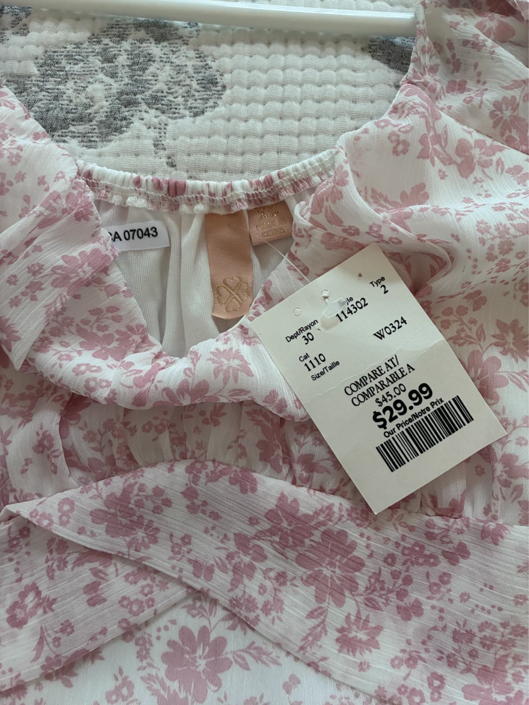 Floral Mini Dress - Pink and White - photo 2