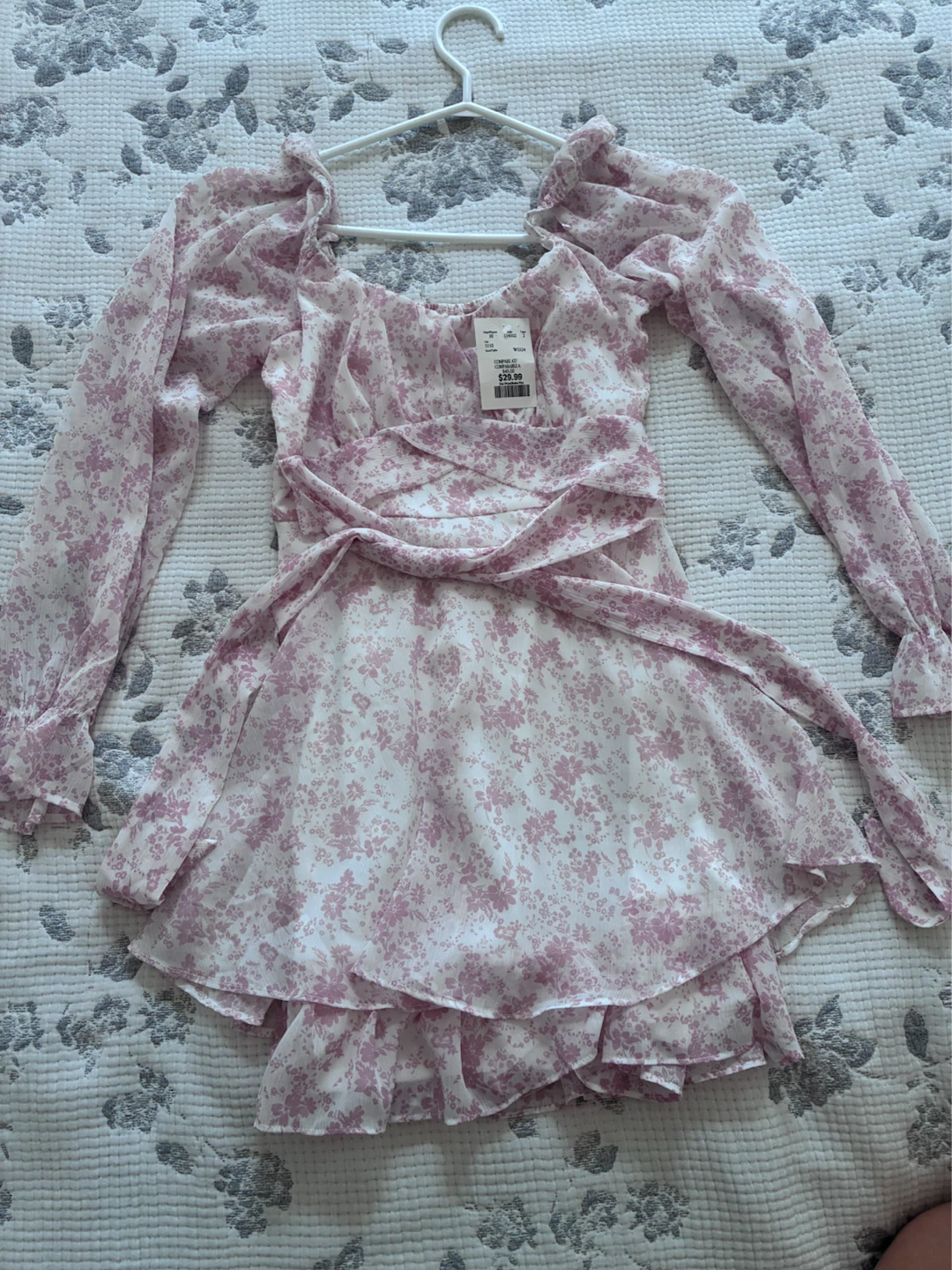 Floral Mini Dress - Pink and White