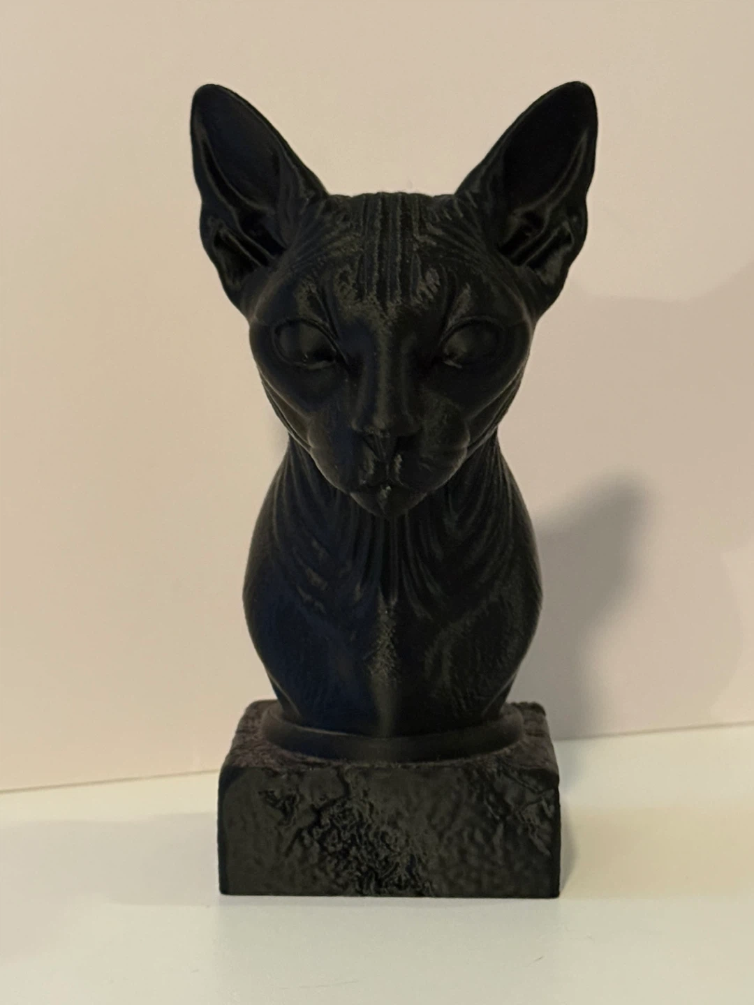 Black Sphynx Cat Bust Figurine