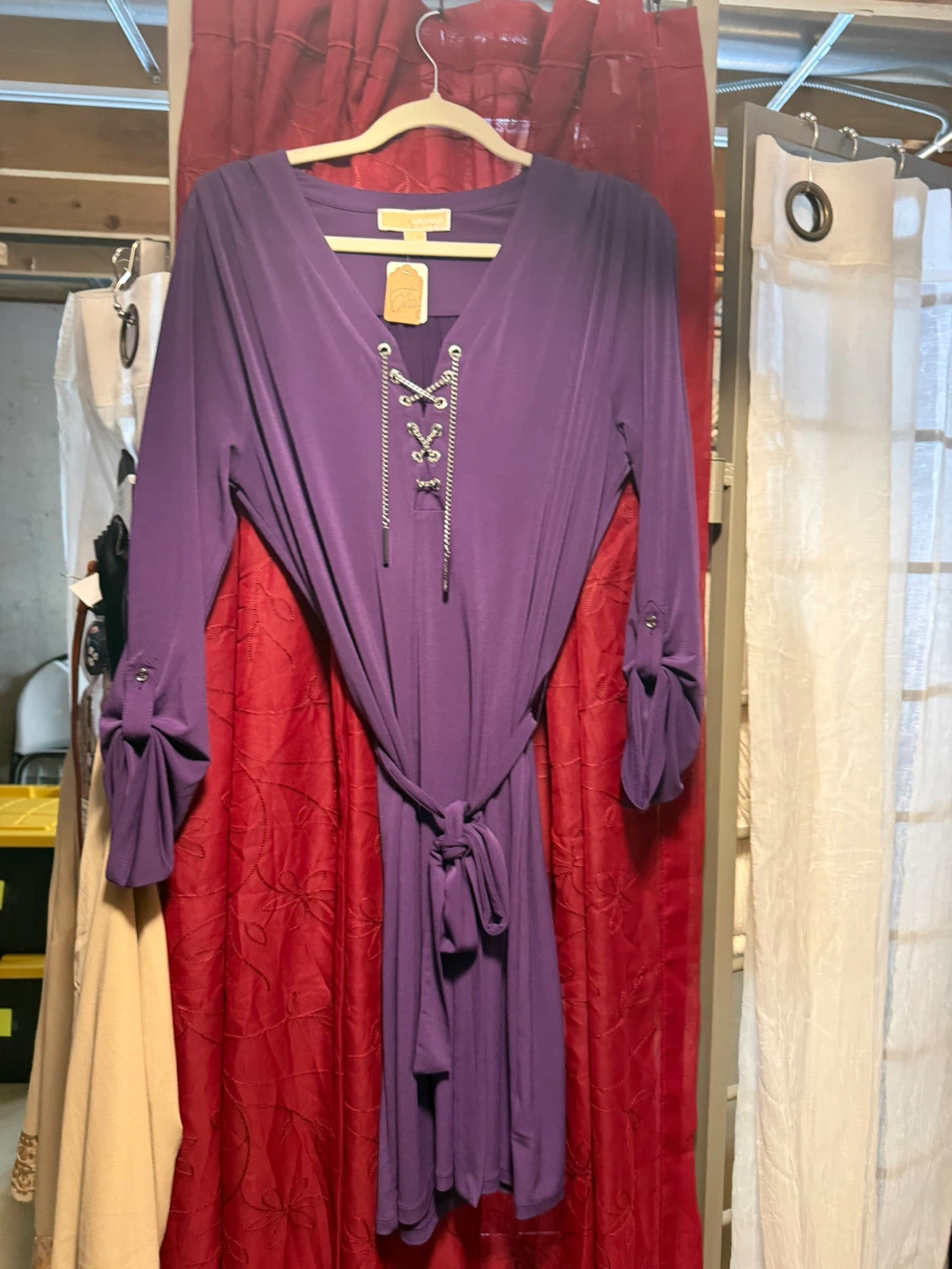 Michael Kors Purple Lace-Up Dress - Size L - photo 2
