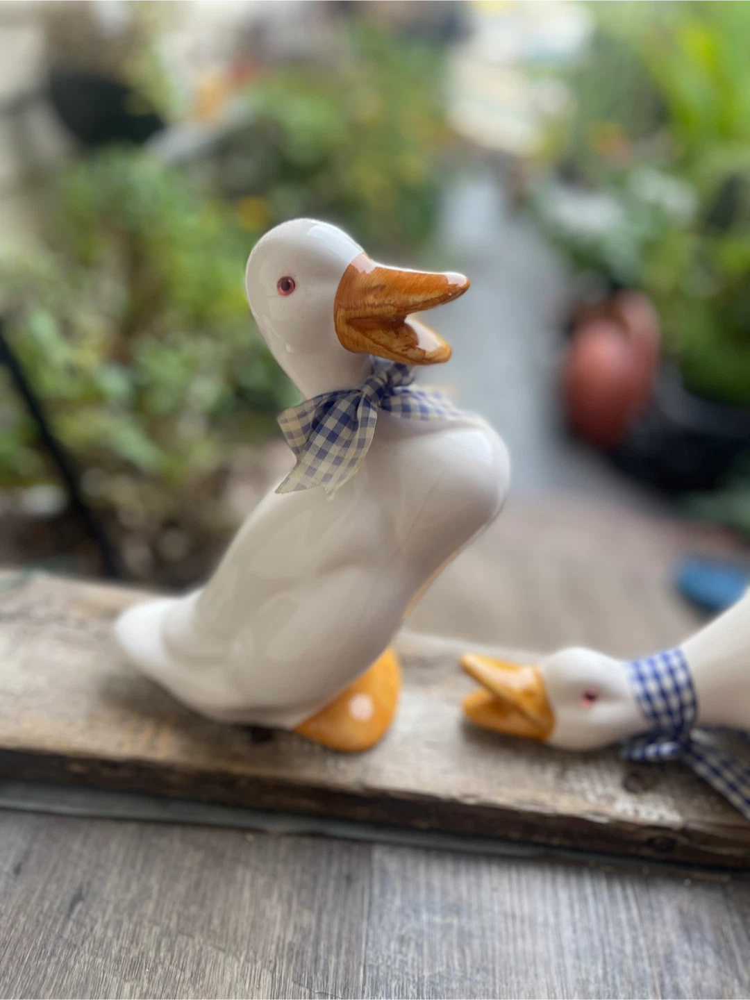 Ceramic Duck Figurines with Ribbon Details - photo 2