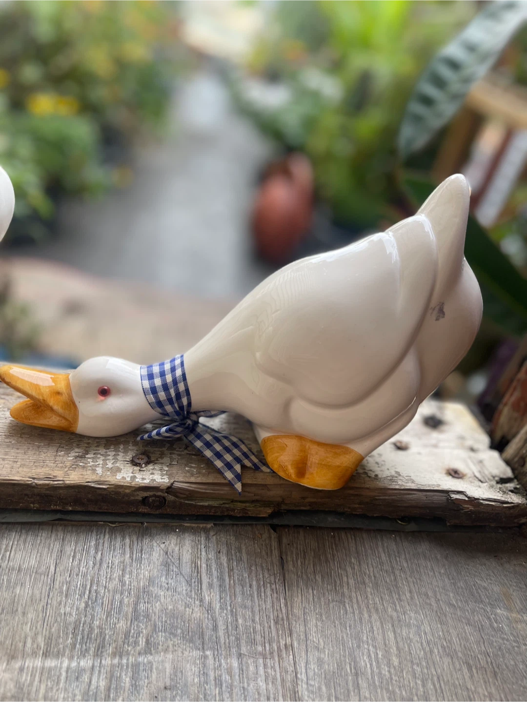Ceramic Duck Figurines with Ribbon Details - photo 3