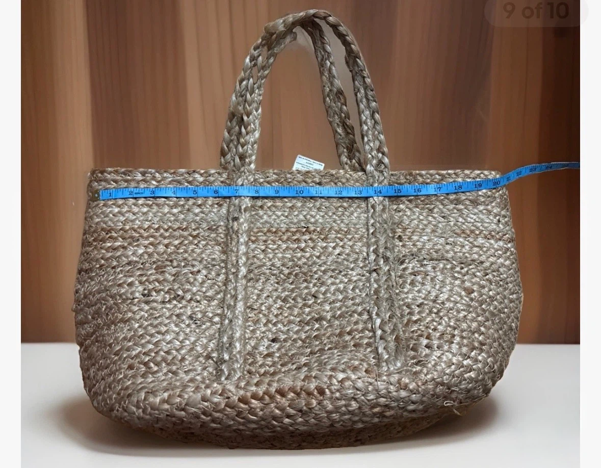 Woven 100% Jute Tote Bag Large Boho - photo 4