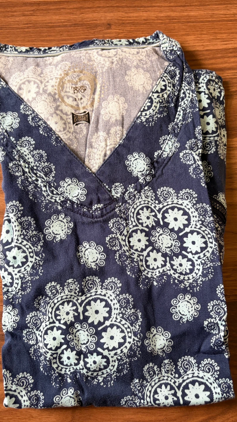Tooniforms by Disney Scrub Top - Navy Floral Pattern
