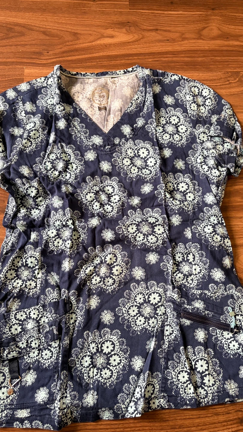 Tooniforms by Disney Scrub Top - Navy Floral Pattern - photo 3