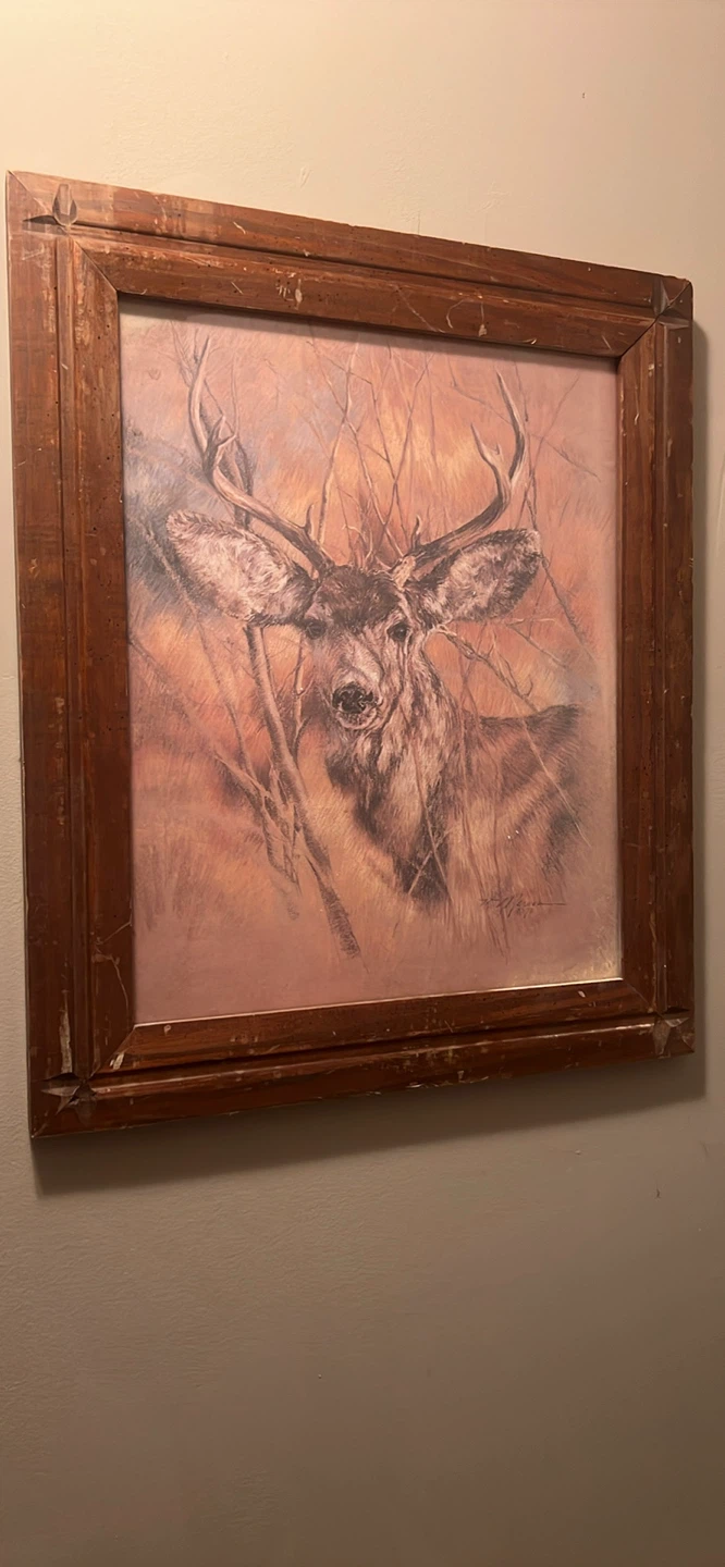 Vintage Framed Deer Print Wall Art - photo 2