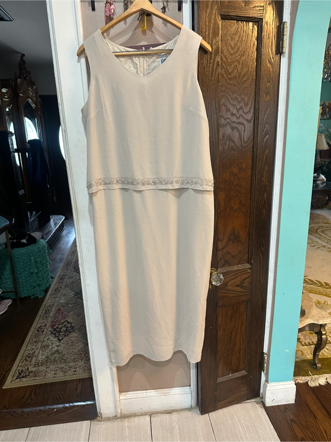 R&M Richards Cream Dress and Matching Jacket with Sequins Trim - photo 2