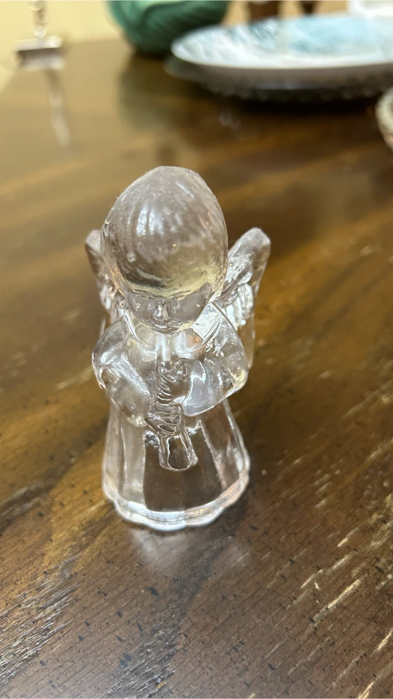 Clear Glass Angel Figurine Candle Holder - photo 2