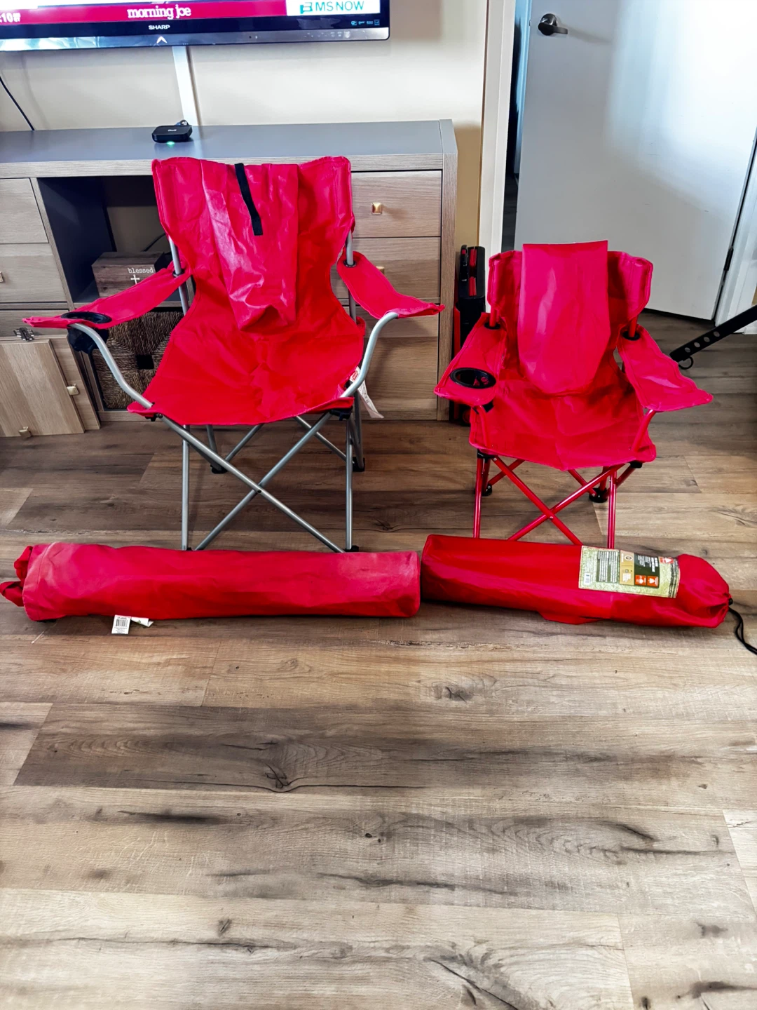 4 New,  Red Camping Chairs with Carrying Bags