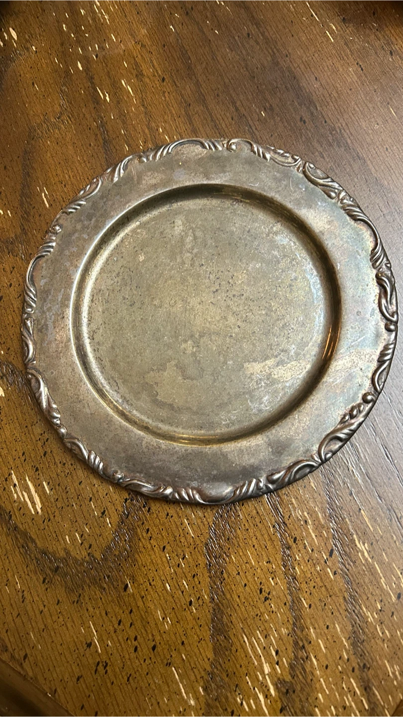 Vintage Silver-Plated Round Serving Tray