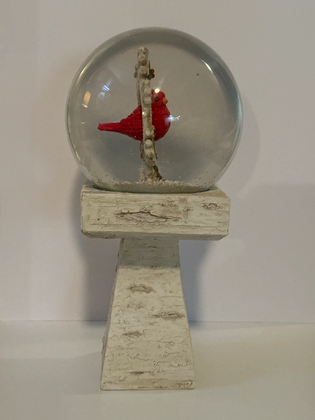 Red Cardinal Snow Globe on Birch-Style Base - photo 2