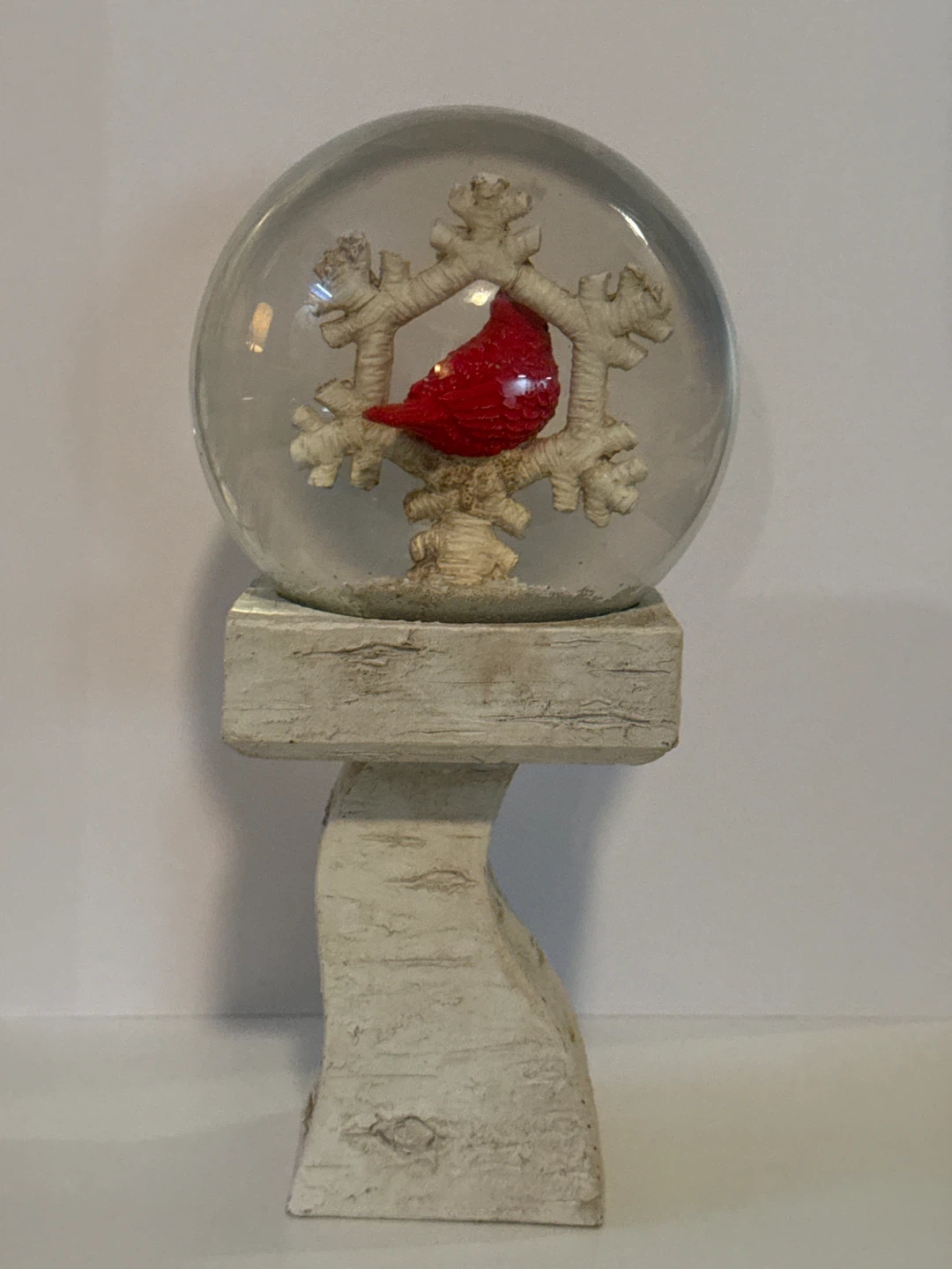 Red Cardinal Snow Globe on Birch-Style Base - photo 3