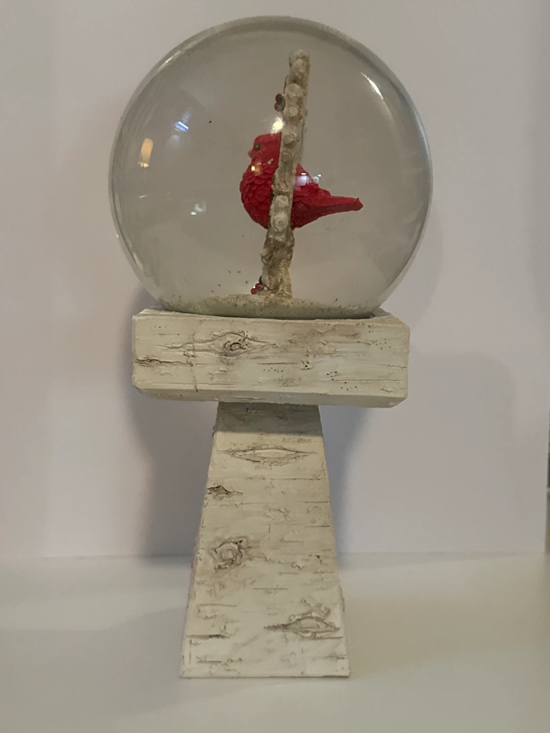 Red Cardinal Snow Globe on Birch-Style Base - photo 4