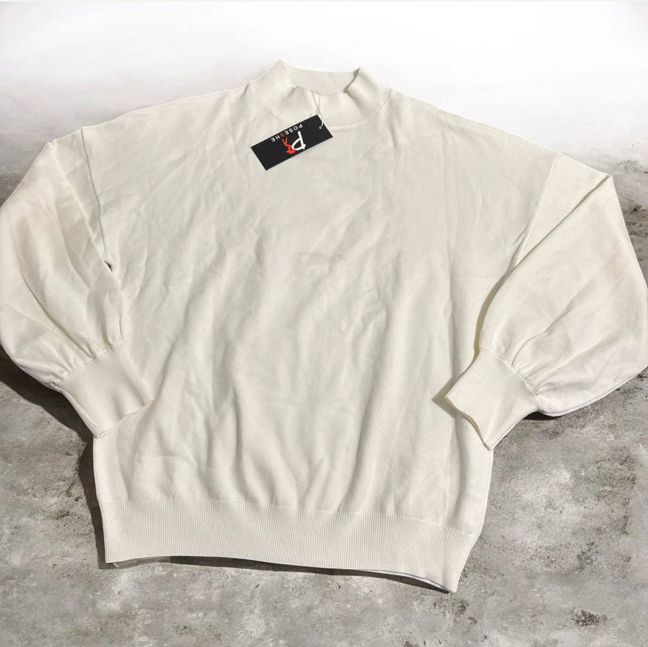 Poseshe Cream Mock Neck Sweater