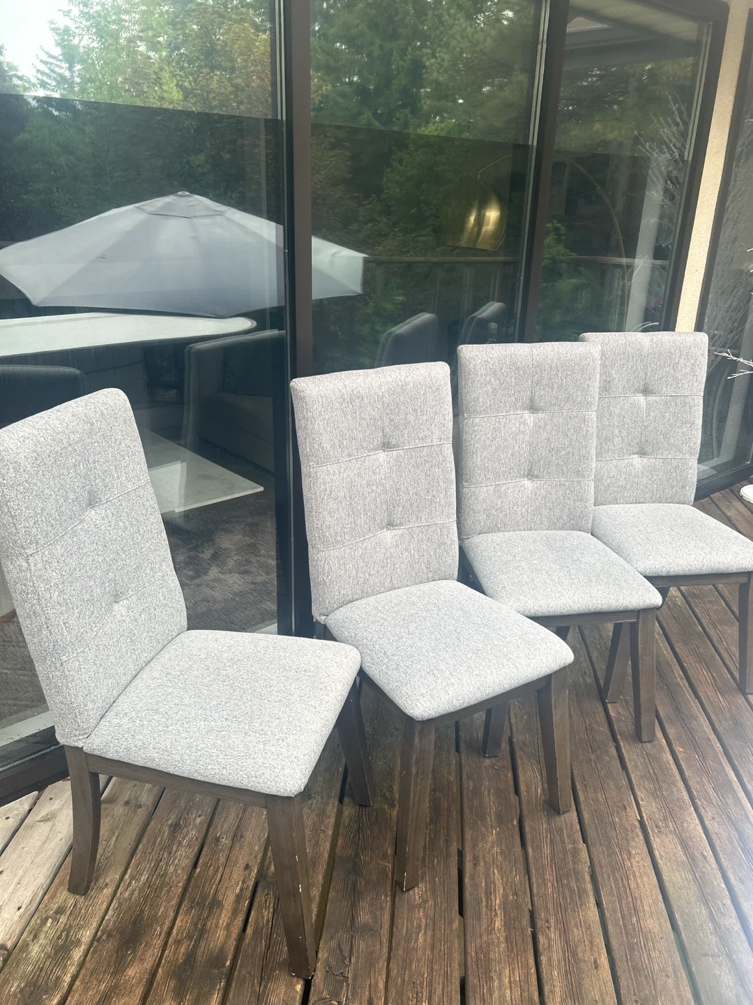 Set of 4 Grey Upholstered Dining Chairs