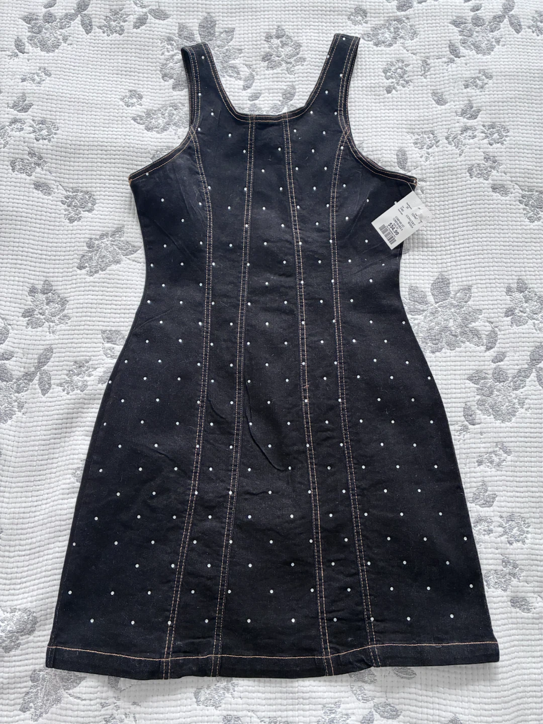 Bebe black denim rhinestone dress