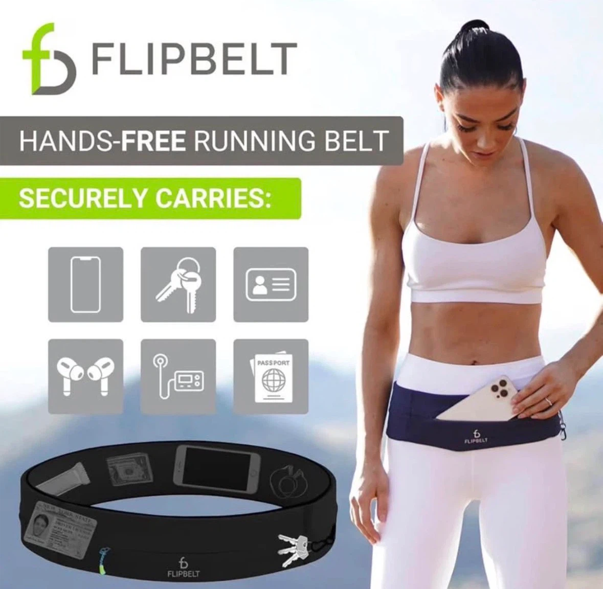 FlipBelt Running & Fitness Workout Belt, Black, Small, Black - photo 2