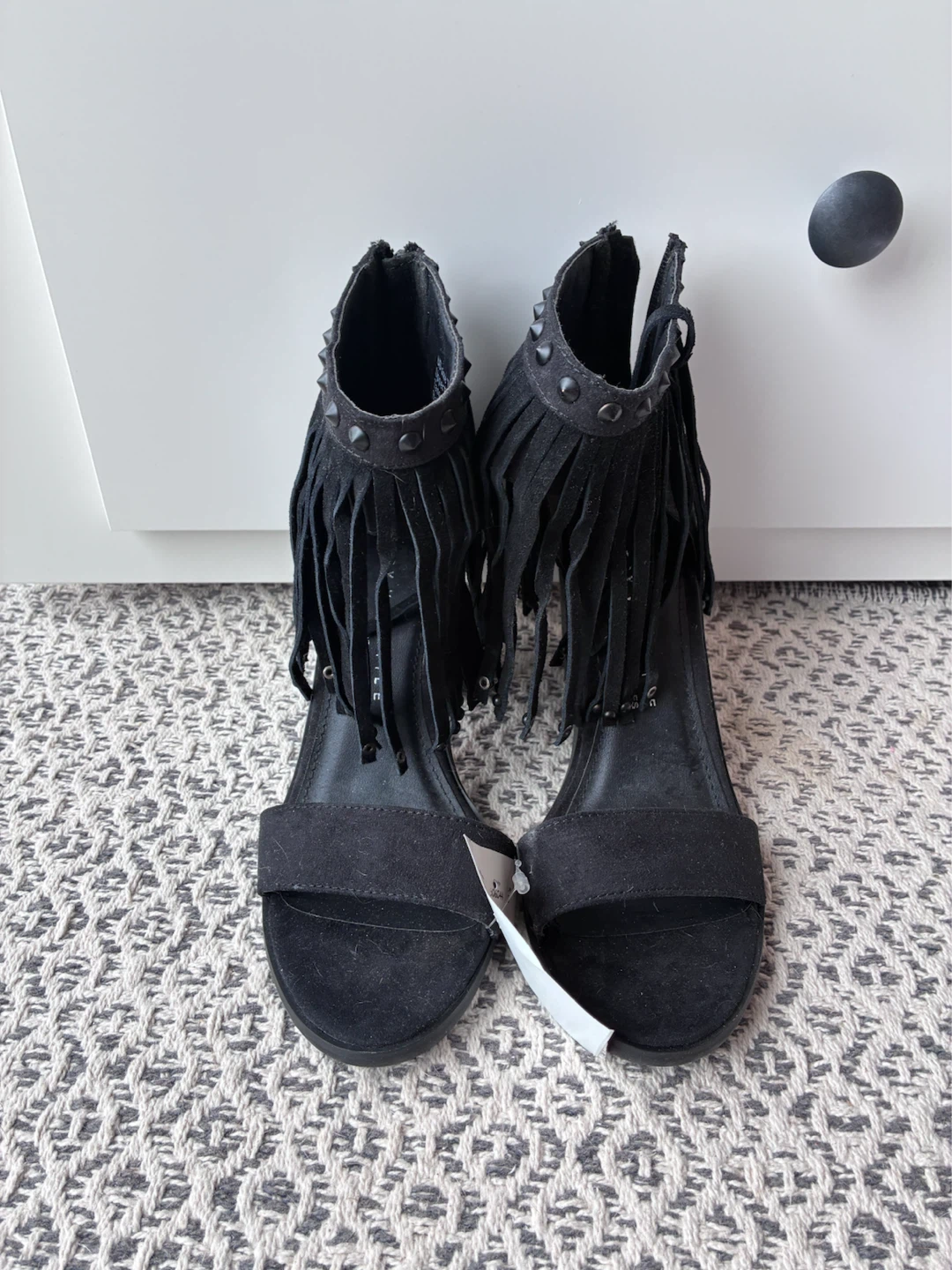 Black Fringed Heels
