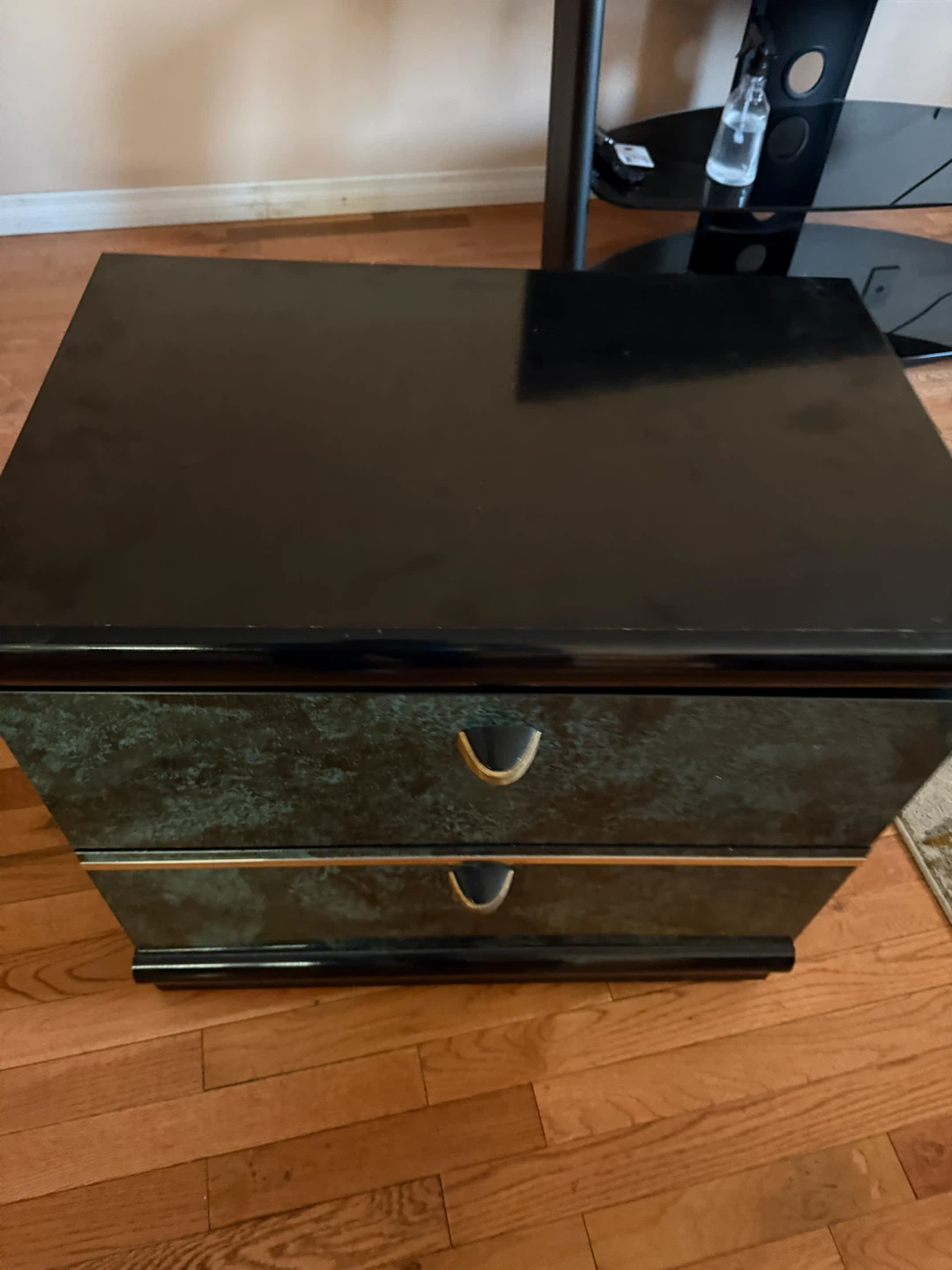 Two-Drawer Nightstand with Green Faux Marble Finish