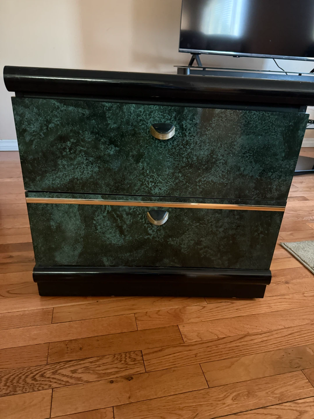 Two-Drawer Nightstand with Green Faux Marble Finish - photo 2