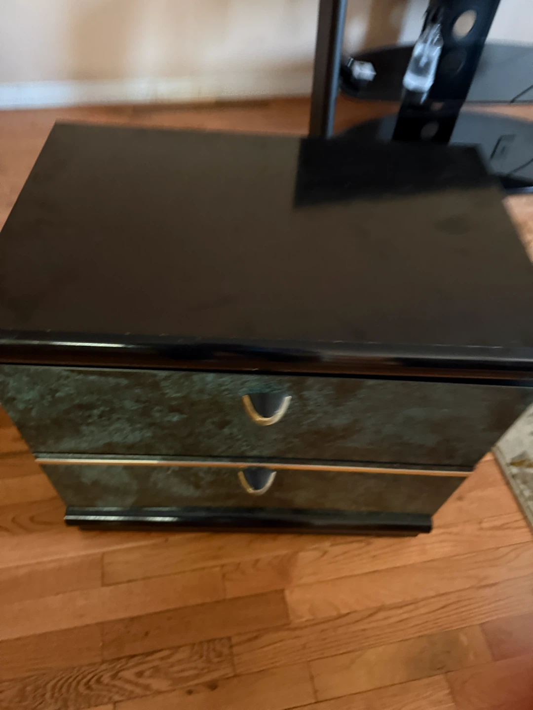 Two-Drawer Nightstand with Green Faux Marble Finish - photo 3