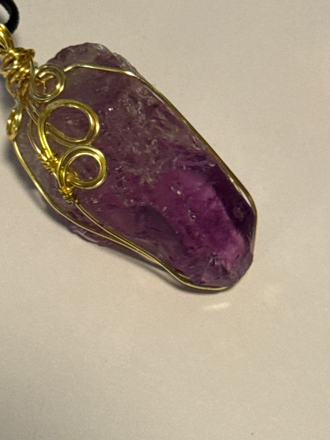 Wire-Wrapped Amethyst Crystal Necklace - photo 2