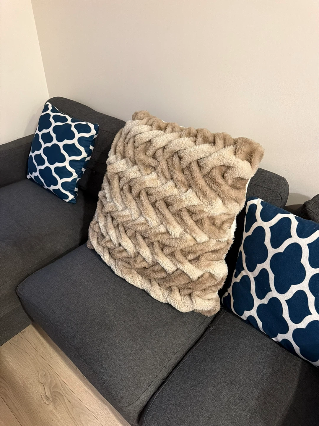 Fuzzy textured throw pillow
