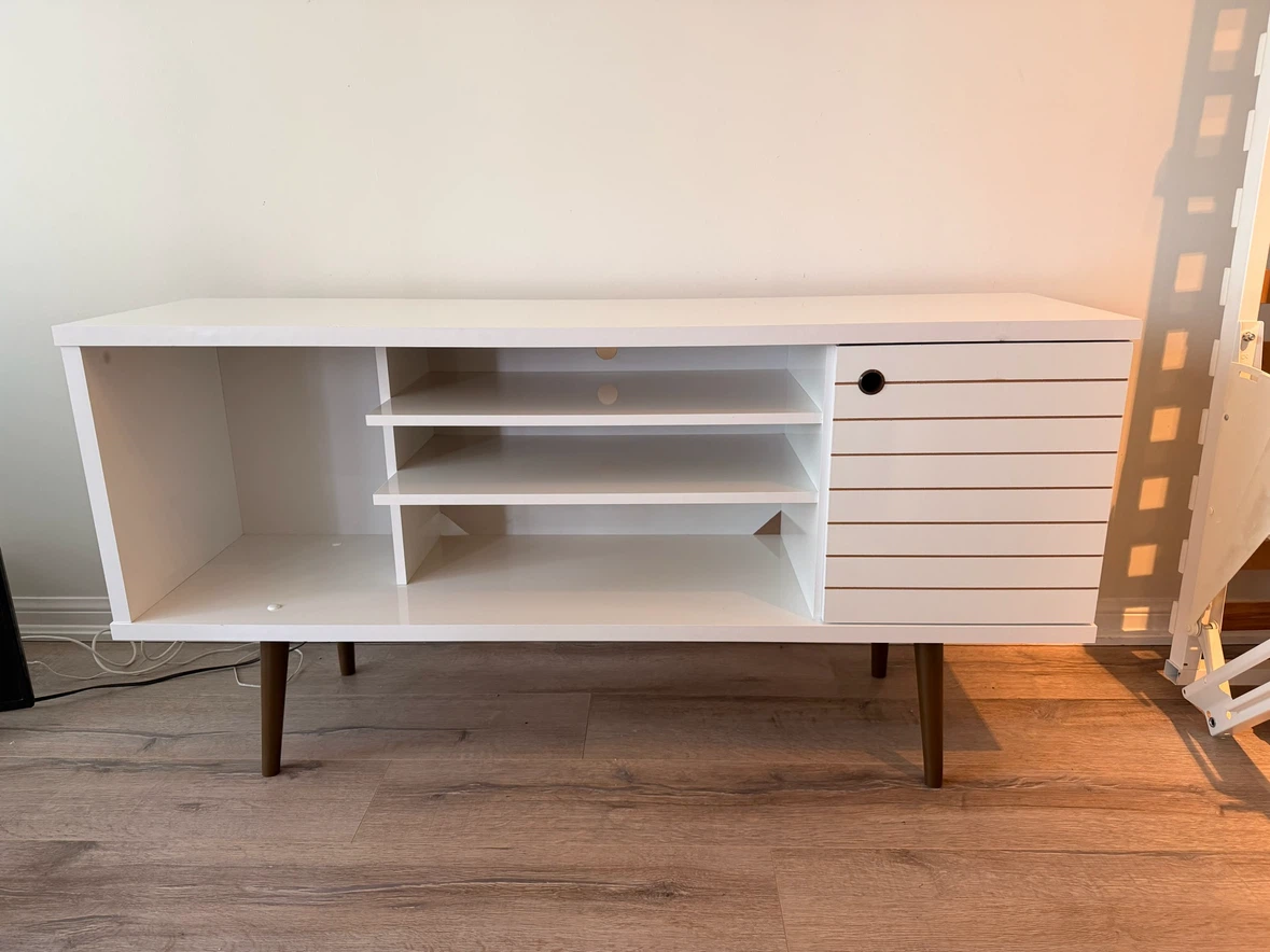 White Media Console with Storage