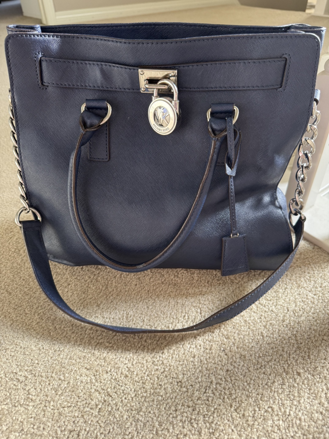 Michael Kors Navy Leather Handbag