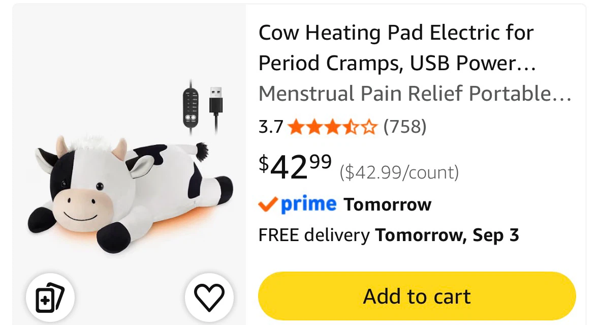USB Powered Electric Cow Heating Pad
