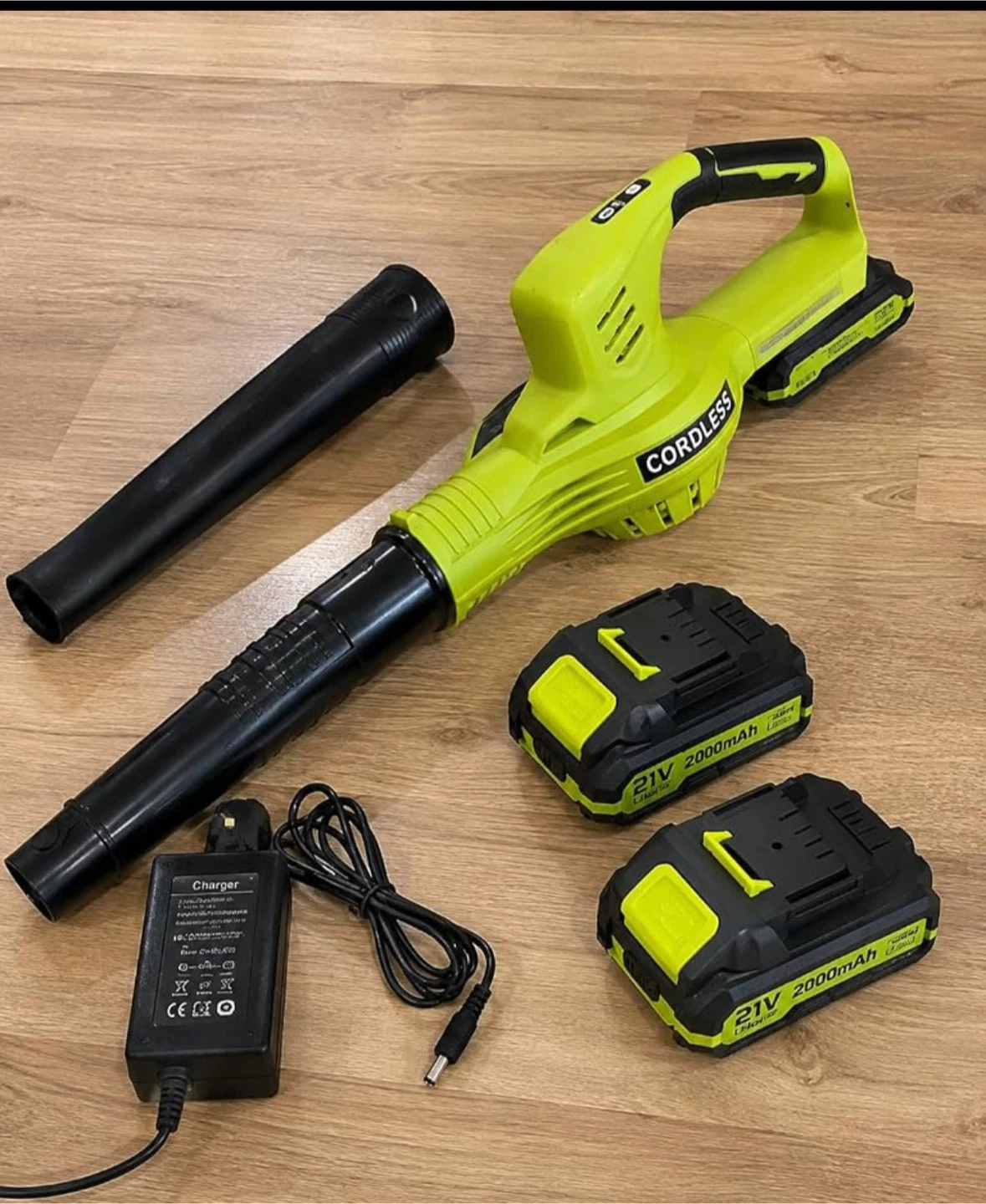 21V Cordless Leaf Blower with 2 Batteries and Charger