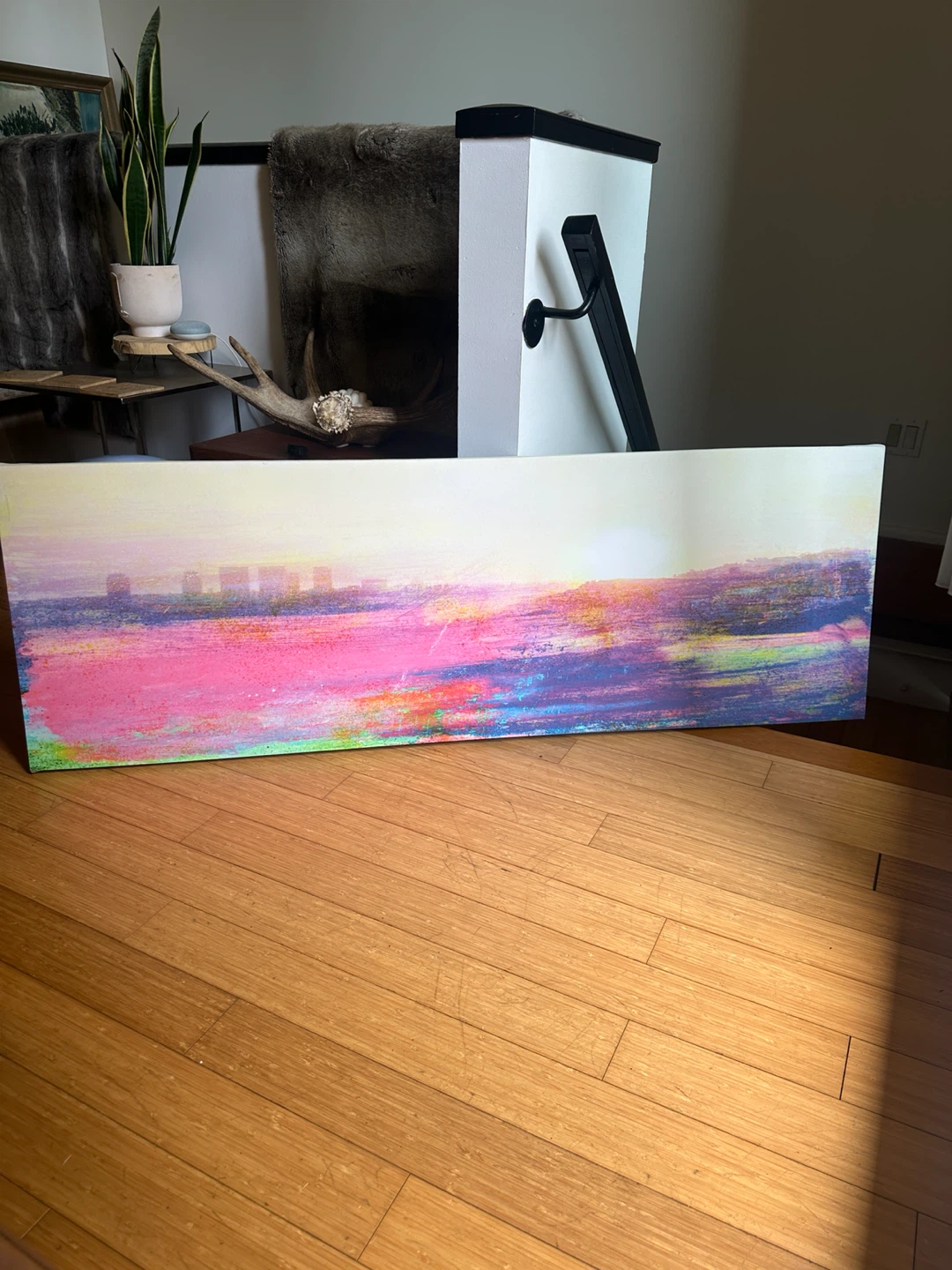 LARGE XL CITYSCAPE SUNSET ABSTRACT PAINTING CANVAS ART
