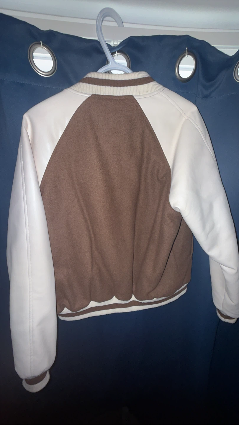 Aeropostale Varsity Jacket - Brown/White - XS