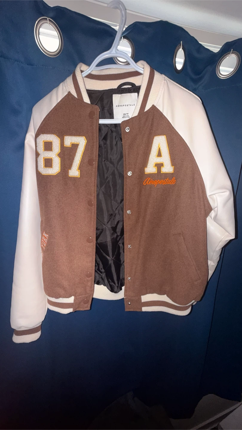 Aeropostale Varsity Jacket - Brown/White - XS - photo 2