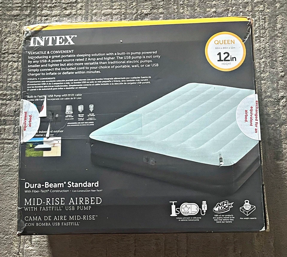 Intex Mid-Rise Airbed Queen with FastFill USB Pump - photo 2