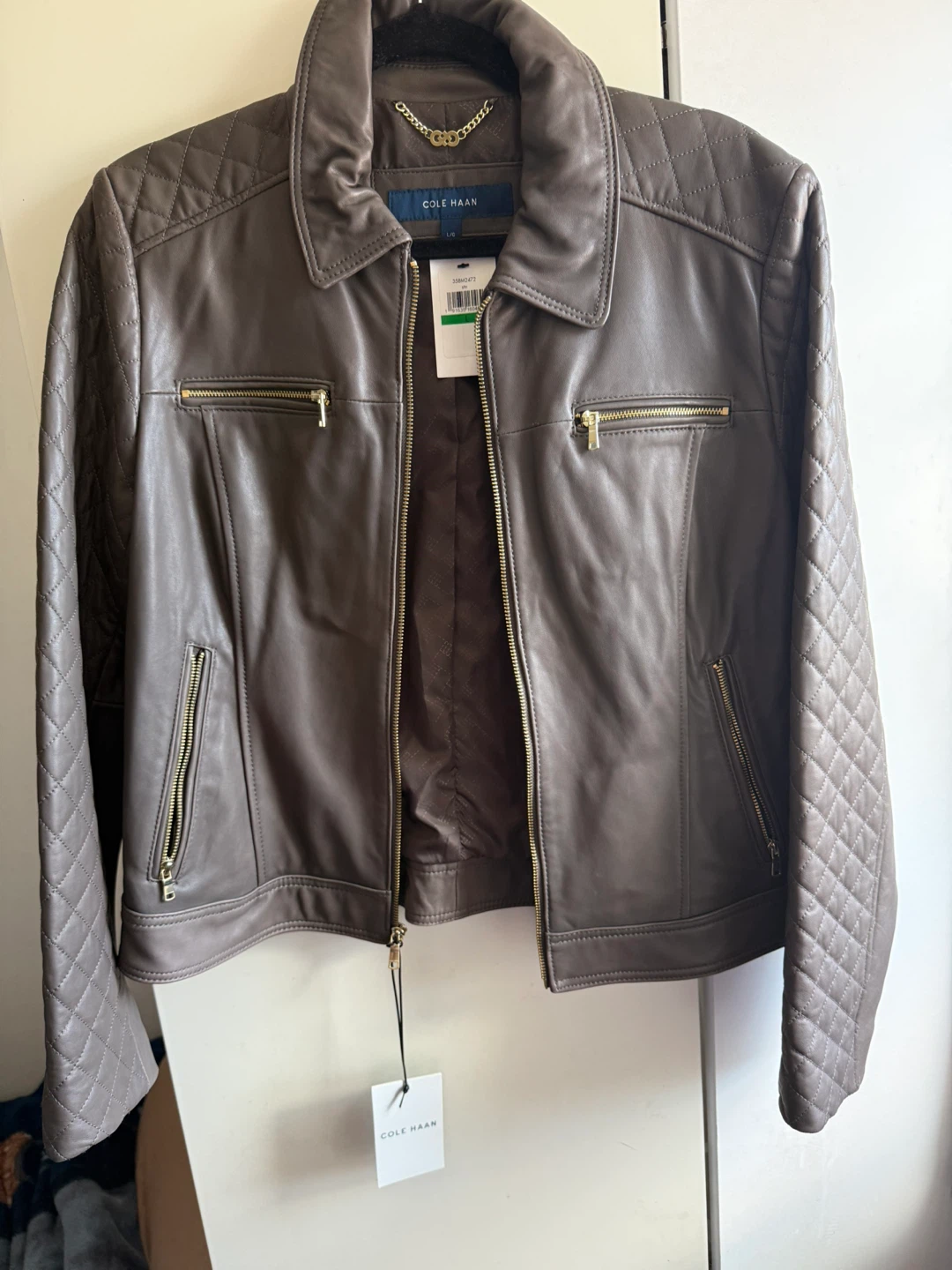 Brand New Cole Haan Lamb Skin Leather Jacket