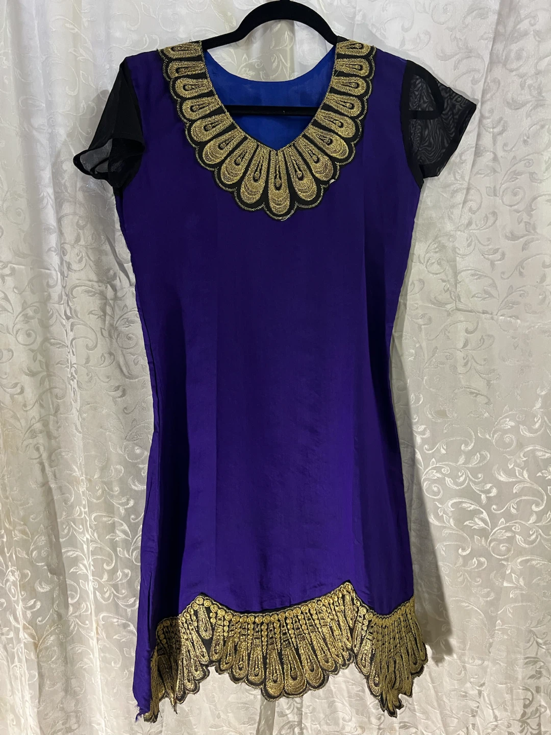 Purple Kurti with Gold Embroidery